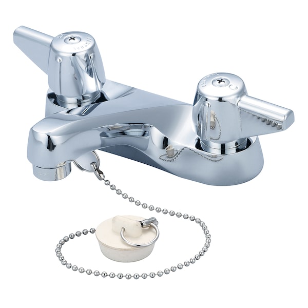Two Handle Bathroom Faucet, NPSM, Centerset, Polished Chrome, Valve Type: Compression